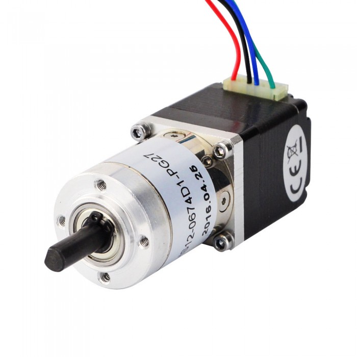 Motor paso a paso engranado Nema 11 bipolar longitud 31 mm 6 Ncm 3.8V con eje doble de caja de cambios 27: 1