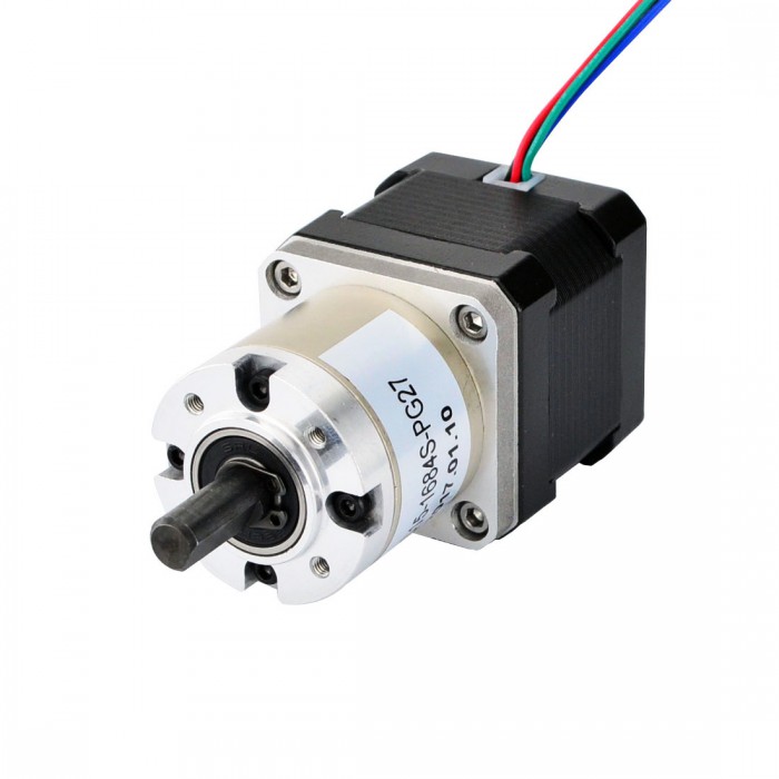 Motor paso a paso Nema 17 bipolar longitud 38 mm 36 Ncm 1.68A 2.8V con caja de cambios planetaria 27: 1