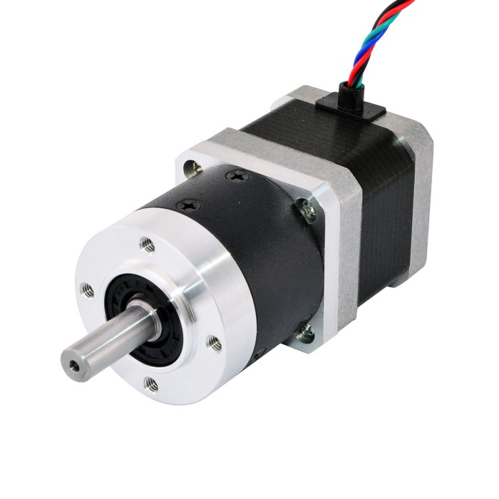 Motor paso a paso Nema 17 con caja de cambios planetaria de alta precisión 5:1 longitud 39 mm 39 Ncm ,68 A 2,7V