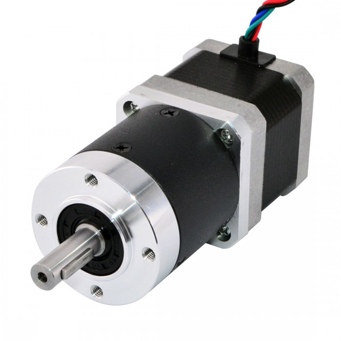 Motor paso a paso Nema 17 con caja de cambios planetaria de alta precisión 20:1 longitud 39 mm 39 Ncm  1,68 A 2,7V