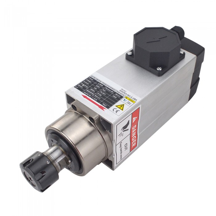 Motor de husillo cuadrado refrigerado por aire de 2.2KW220V 10A 18000RPM 300Hz ER25 Collet CNC VFD Motor de husillo de CA