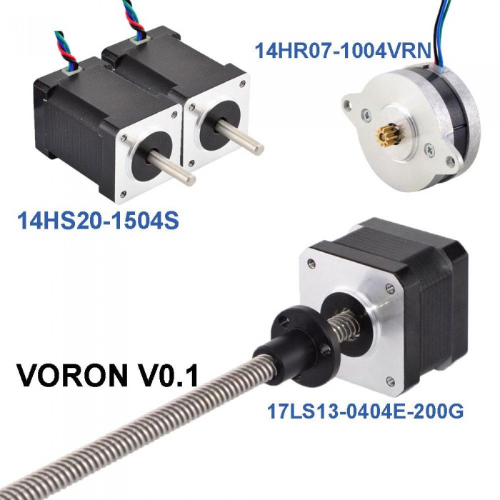 VORON V0.1 BOM de motores paso a paso 14HS20-1504S y 14HR07-1004VRN y 17LS13-0404E-200G