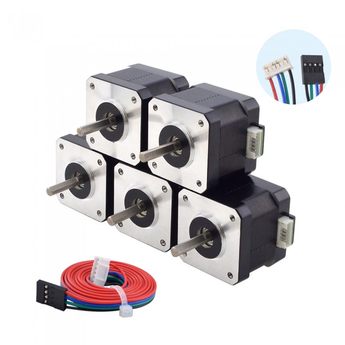 Motor paso a paso Nema 17 bipolar 1.8 grados Serie E 42Ncm 1.5A 42x42x38mm 4 cables