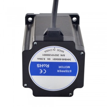 Motor paso a paso Nema 34 S Series 1,8 grados 8,5 Nm 6,0 A, 2 fases, eje de chavetero, 4 cables
