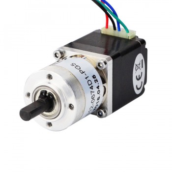 Motor paso a paso engranado Nema 11 bipolar longitud 31 mm 6 Ncm 3,8 V con eje doble de caja de cambios 5:1