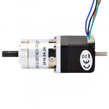 Motor paso a paso engranado Nema 11 bipolar longitud 31 mm 6 Ncm 3.8V con eje doble de caja de cambios 27: 1