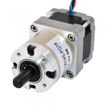 Motor paso a paso Nema 16 bipolar con caja de cambios planetaria 14: 1 longitud 33 mm 22 Ncm 9V