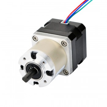 Motor paso a paso Nema 17 bipolar longitud33 mm 26 Ncm 0,067 grados 0,4 A 12 V con caja de cambios planetaria 27:1