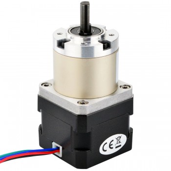 Motor paso a paso Nema 17 bipolar longitud33 mm 26 Ncm 0,067 grados 0,4 A 12 V con caja de cambios planetaria 27:1