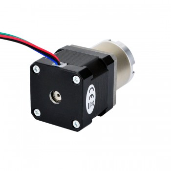 Motor paso a paso Nema 17 bipolar longitud 38 mm 36 Ncm 1.68A 2.8V con caja de cambios planetaria 27: 1