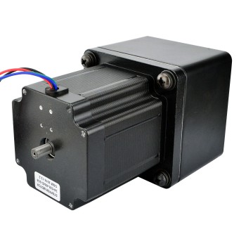 Motor paso a paso Nema 34 longitud bipolar 97 mm con caja de engranajes rectos 9:1 0,2 grados 4,5 Nm 4,0 A 2,4 V