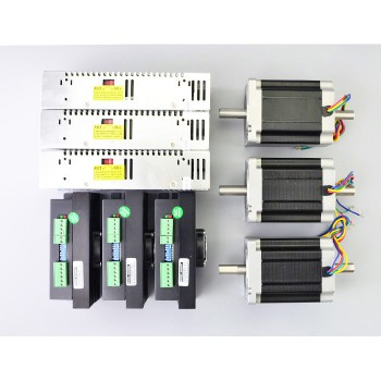 Kit CNC de 3 ejes 8,5 Nm 1,8 grados Nema 34 Motor paso a paso y controlador y fuente de alimentación