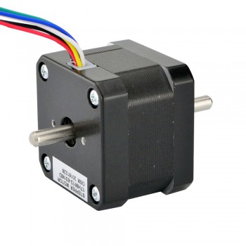 Motor paso a paso Nema 17 doble eje unipolar 0,9 grados 16 Ncm 0,3 A 12 V 42 x 34 mm 6 cables