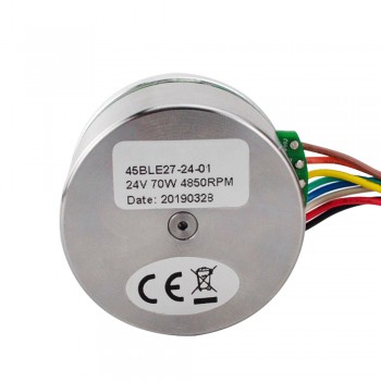 Motor de rotor externo 24V 4850RPM 0.13Nm 70W 3.6A Ф43.2x27mm Motor plano de CC sin escobillas