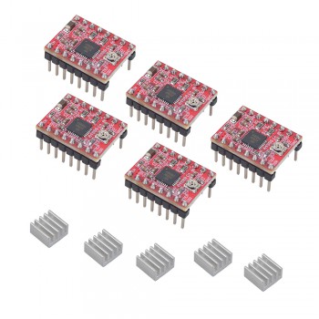 5 Piezas/Paquete A4988 Módulo de controlador paso a paso con disipador de calor para impresora 3d Reprap