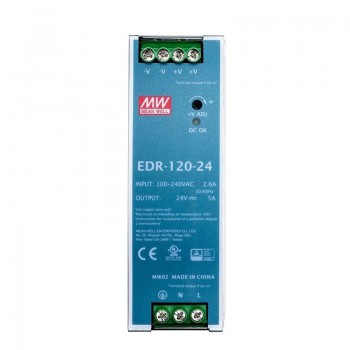 MeanWell EDR-120-24 Fuente de alimentación conmutada 120W 24VDC 5A 115/230VAC Fuente de alimentación de riel DIN