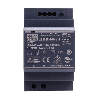Mean Well HDR-60-24 Fuente de alimentación CNC 60W 24VDC 2.5A 115/230VAC Fuente de alimentación de riel DIN