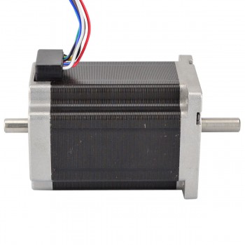 Motor paso a paso Nema 24 de doble eje 1,8 grados 3,1 Nm 60x60x80mm Eje de corte en D 8 cables