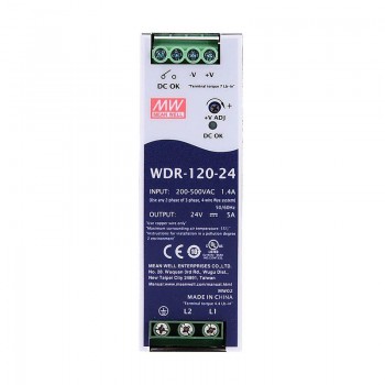 Meanwell WDR-120-24 Fuente de alimentación CNC 120W 24VDC 5A 180~550VAC Fuente de alimentación de riel DIN