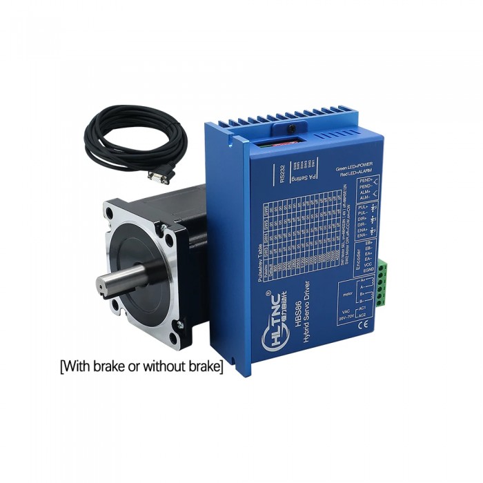 HLTNC Kit de Motor Paso a Paso Nema 34 en Bucle Cerrado 4.5 N·m 1.8° Modelo 86HB250-82B con Freno + Controlador HBS86