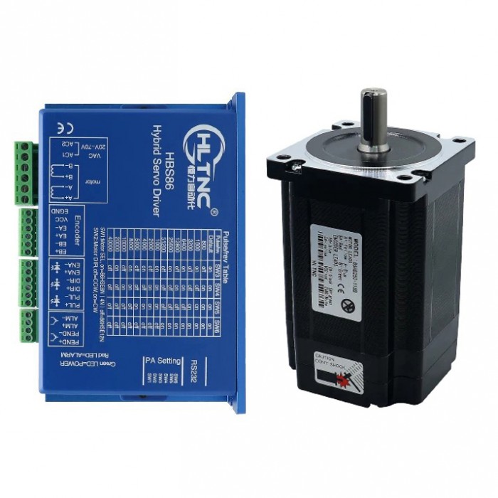 HLTNC Kit de Motor Paso a Paso Nema 34 Cerrado 1.8° 8 N·m Sin Freno + Controlador HBS86