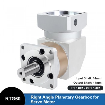 Caja de Cambios en Ángulo Recto RTG60 5:1 / 10:1 / 20:1 / 50:1 Para Motores Servo de 60 mm
