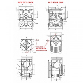 NMRV030 Reductor Sinfín Corona 5:1 / 10:1 / 20:1 / 30:1 / 50:1 para Motor Paso a Paso o Servo Nema 23