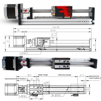 FSL40 Mesa Lineal con Husillo de Bolas y Guía Lineal Actuador con Motor Paso a Paso Nema 23