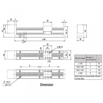 FSL30 Guias Lineales CNC Tornillo de Bola Riel Deslizante Lineal 50-300mm con Motor Paso a Paso Nema 14