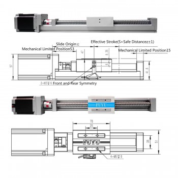 FSK40J Guias Lineales Módulo Lineal con Guía y Husillo de Bolas para CNC con Motor Nema 23