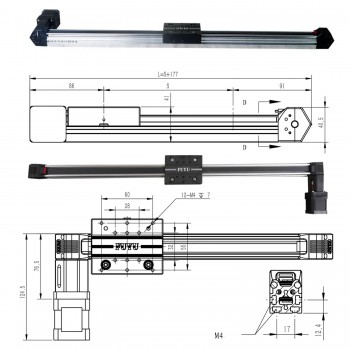 FPB30 Plataforma Lineal con Guía y Correa Dentada Con Motor Paso a Paso Nema 17 para CNC