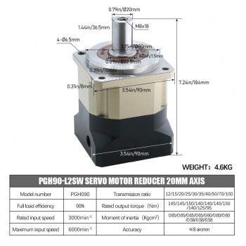 Reductor Planetario de Engranaje Helicoidal para Motor Paso a Paso Nema 34 o Servo de 80–90 mm