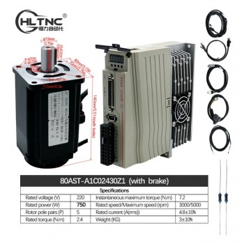 Kit de Motor Servo AC con Controlador 400 W / 600 W / 750 W / 1000 W 110 V / 220 V 1.27 a 3.8 N·m para CNC