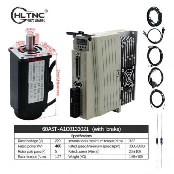 Kit de Motor Servo AC con Controlador 400 W / 600 W / 750 W / 1000 W 110 V / 220 V 1.27 a 3.8 N·m para CNC