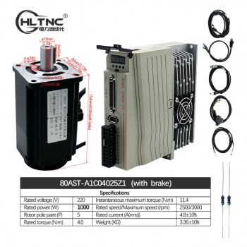 Kit de Motor Servo AC con Controlador 400 W / 600 W / 750 W / 1000 W 110 V / 220 V 1.27 a 3.8 N·m para CNC