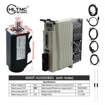 Kit de Motor Servo AC con Controlador 400 W / 600 W / 750 W / 1000 W 110 V / 220 V 1.27 a 3.8 N·m para CNC