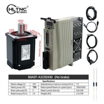 Kit de Motor Servo AC con Controlador 400 W / 600 W / 750 W / 1000 W 110 V / 220 V 1.27 a 3.8 N·m para CNC