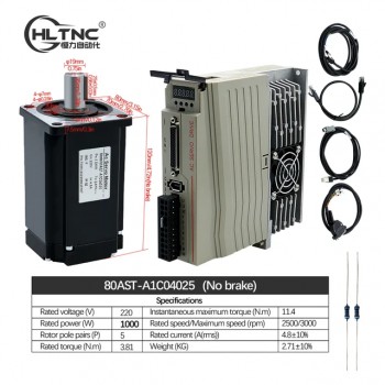 Kit de Motor Servo AC con Controlador 400 W / 600 W / 750 W / 1000 W 110 V / 220 V 1.27 a 3.8 N·m para CNC