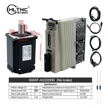 Kit de Motor Servo AC con Controlador 400 W / 600 W / 750 W / 1000 W 110 V / 220 V 1.27 a 3.8 N·m para CNC