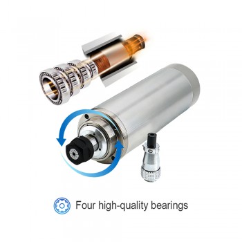 Motor de Husillo 5.5 KW Refrigerado por Agua Tipo Redondo 24000 RPM 400 Hz ER25 Ø125 mm con Rodamiento Cerámico
