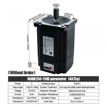 HLTNC Kit de Motor Paso a Paso Nema 34 Cerrado 1.8° 8 N·m Sin Freno + Controlador HBS86