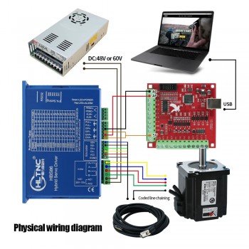 HLTNC Motor Paso a Paso Nema 34 Cerrado 12 N·m con Freno + Kit de Controlador Servo Híbrido para Router CNC