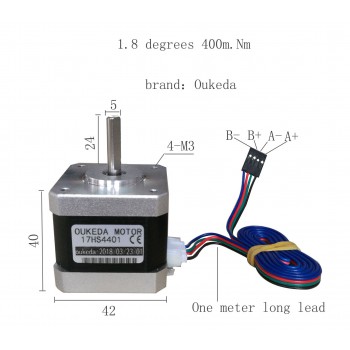 Oukeda Motor Paso a Paso NEMA 17 17HS44011.8° 45 N·cm 2 Fases para Impresora 3D y Robótica