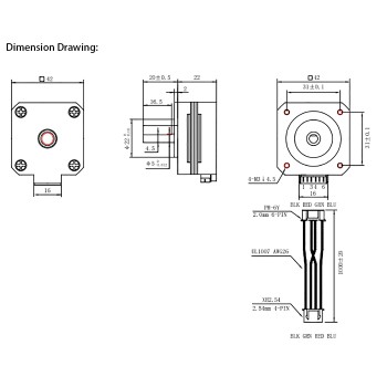 Oukeda Motor Paso a Paso NEMA 17 1.8° 14 N·cm 1 A para Impresora 3D y Extrusor Titan