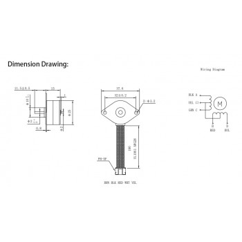 Oukeda Motor Paso a Paso PM25 con Imán Permanente 2 Fases 1.8° 1 A 12 N·cm 36.5×36.5 mm