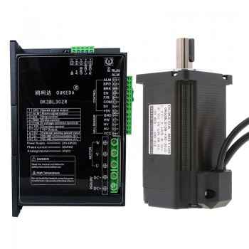 Oukeda Kit de Motor DC sin Escobillas + Controlador 300 W 24 V/48 V 3000 RPM 95.55 N·cm Trifásico