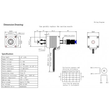 Oukeda Motor Paso a Paso Nema 11 para Máquina de Colocación SMT 1.8° 6 N·cm 2 Fases
