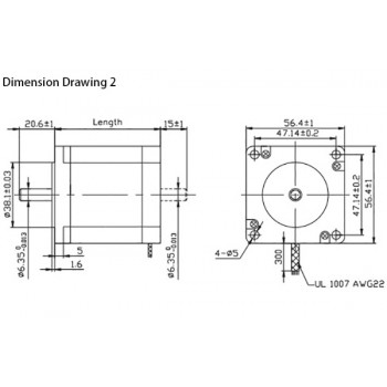 Oukeda Motor Paso a Paso NEMA 23 1.8° 12.35 N·cm 2 Fases 57×57 mm Eje D-Cut