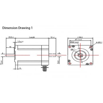 Oukeda Motor Paso a Paso NEMA 23 1.8° 12.35 N·cm 2 Fases 57×57 mm Eje D-Cut