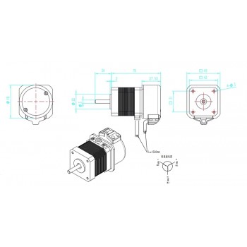 Motor Servo DC Sin Escobillas 64 W 24 V 1.56 A 0.2 N·m 3000 RPM con Encoder de 1000 Líneas 42×42 mm